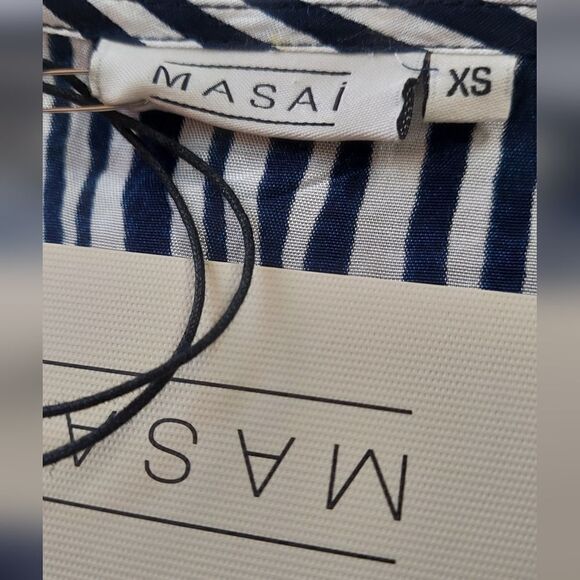 NWT MASAI Crepe Dress Navy & White Zebra Stripes Size XS - Picture 9 of 14